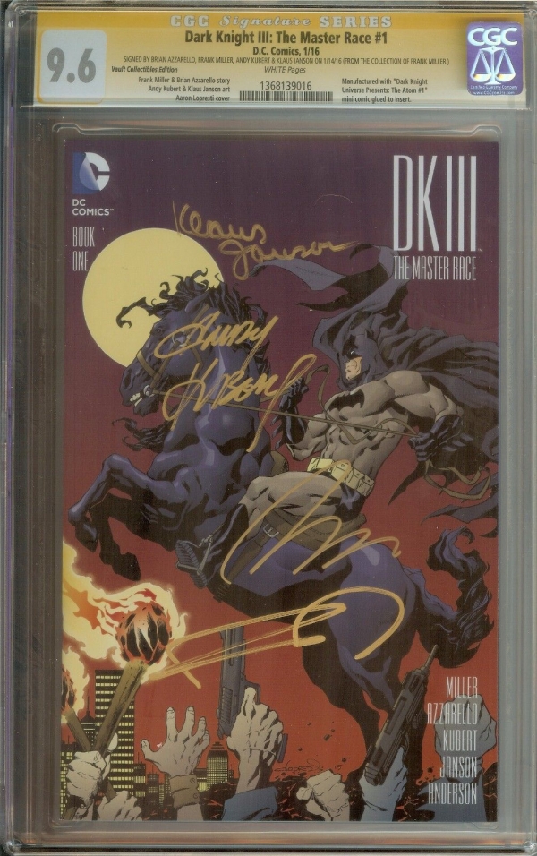 DARK KNIGHT III THE MASTER RACE DK3 1 CGC 96 SS F MILLER VAULT COLLETIBLES