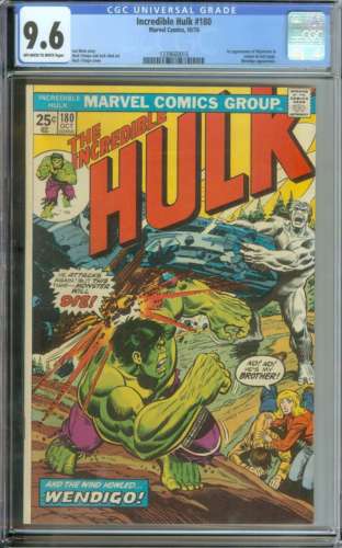 INCREDIBLE HULK 180 CGC 96 OWWH PAGES