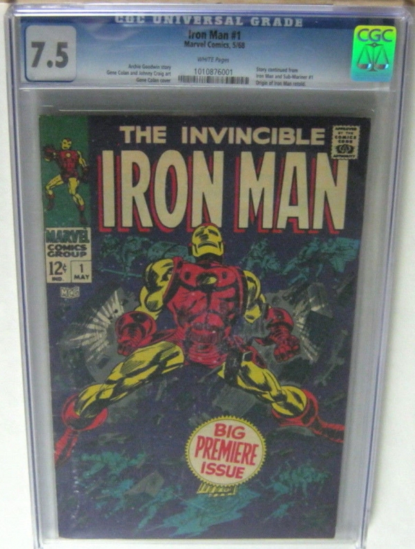 IRON MAN 1 CGC GRADED 75 WHITE PAGES WP SILVER AGE MARVEL COMICS 1968 AVENGERS