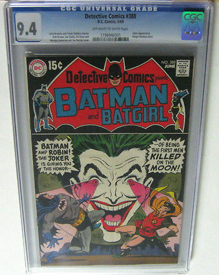 DETECTIVE COMICS 388 CGC GRADED 94 CLASSIC JOKER COVERBATMAN DC 1969 PEDIGREE