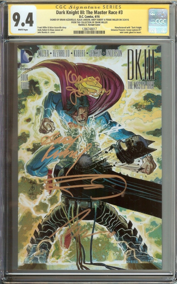 DARK KNIGHT III THE MASTER RACE DK3 3 CGC 94 SS MILLER  ROMITA JR COVER