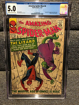 Amazing SpiderMan 6 CGC 50  MARVEL KEY 1ST APP OF THE LIZARD  FREE SHIP