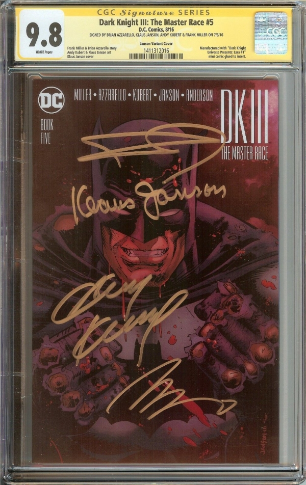 DARK KNIGHT III THE MASTER RACE DK3 5 CGC 98 SS MILLER  JANSON VARIANT