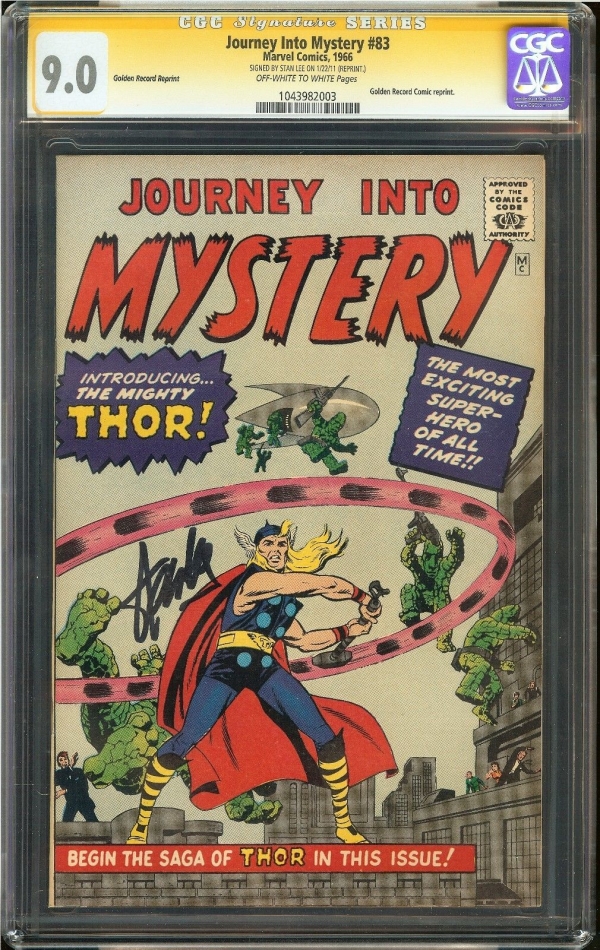 Journey Into Mystery 83 CGC 90 VFNM SIGNED STAN LEE Reprint Marvel First THOR