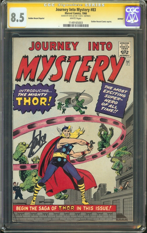 Journey Into Mystery 83 CGC 85 VF SIGNED STAN LEE REPRINT Marvel Comics GRR