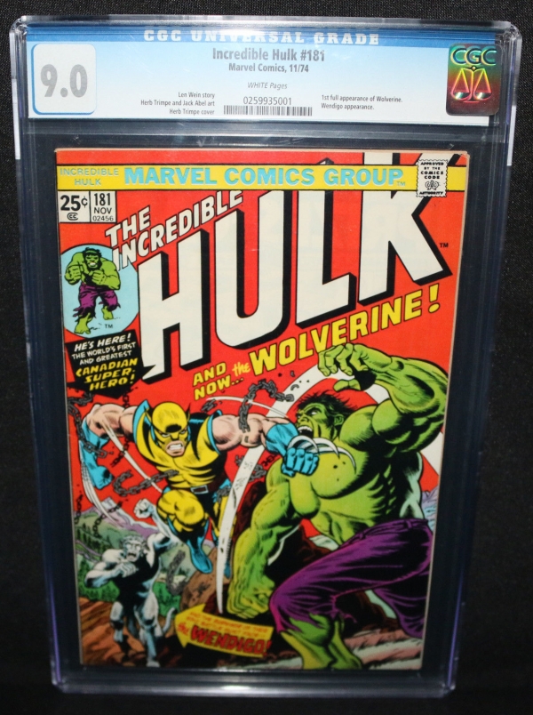 Incredible Hulk 181  1st Full Appearance of Wolverine  CGC Grade 90  1974