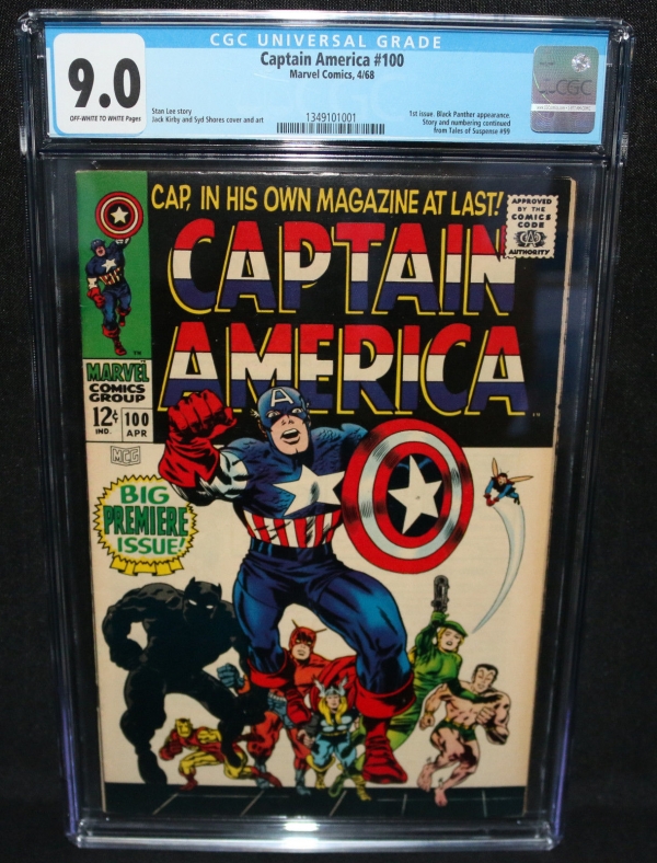 Captain America 100  1st Issue  Continues from TOS 99  CGC Grade 90  1968