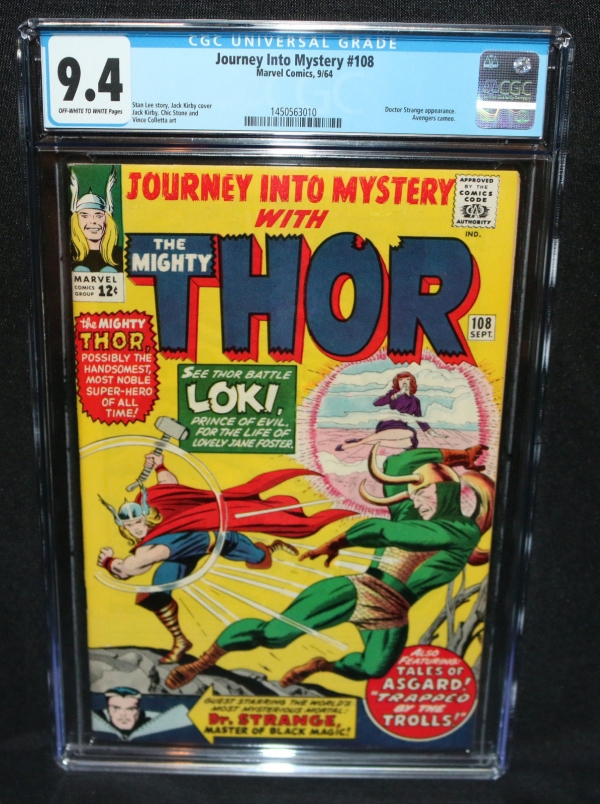 Journey Into Mystery 108  Thor vs Loki  Doctor Strange  CGC Grade 94  1964