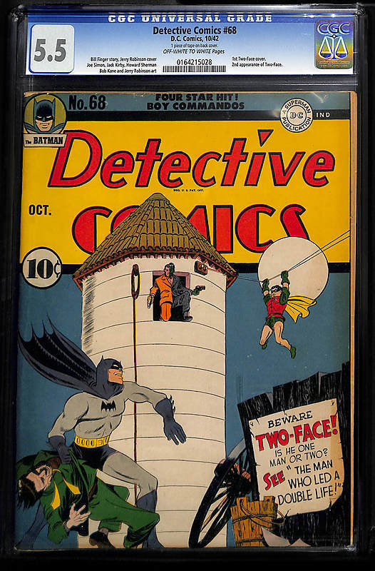 Detective Comics  68 1st TwoFace Cover  Oct 1942 Batman Key Issue CGC 55 