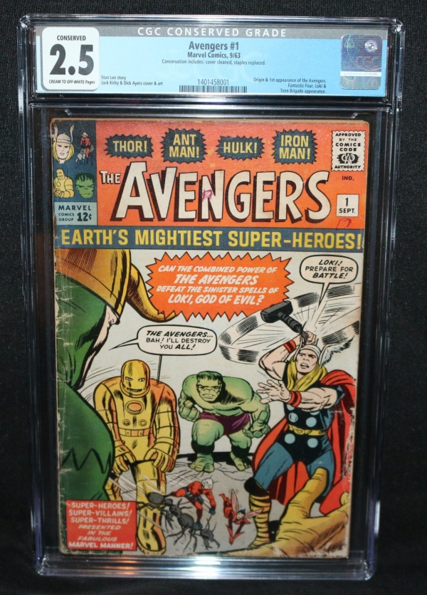 Avengers 1  Origin  1st App of the Avengers  CGC Conserved Grade 25  1963