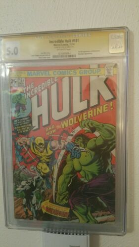 The Incredible Hulk 181 CGC 50 Signed STAN LEE First Wolverine 