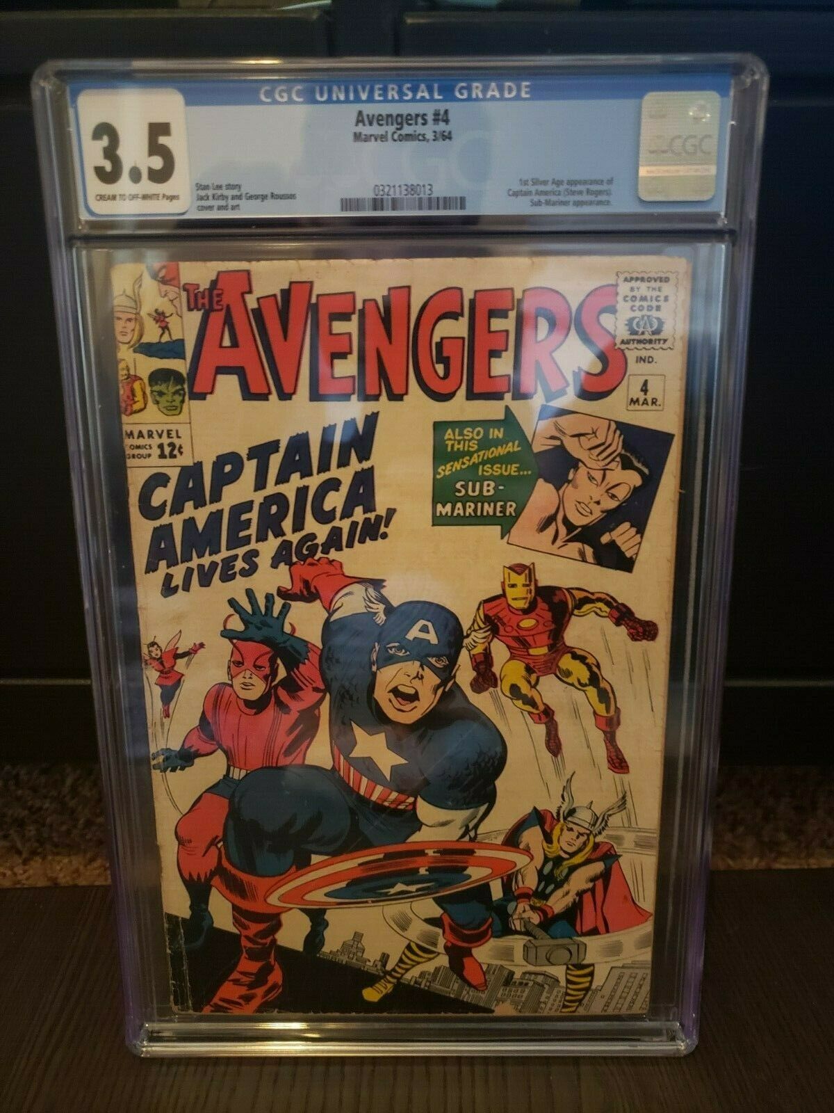 Avengers 4 CGC 35 first silver age Captain America
