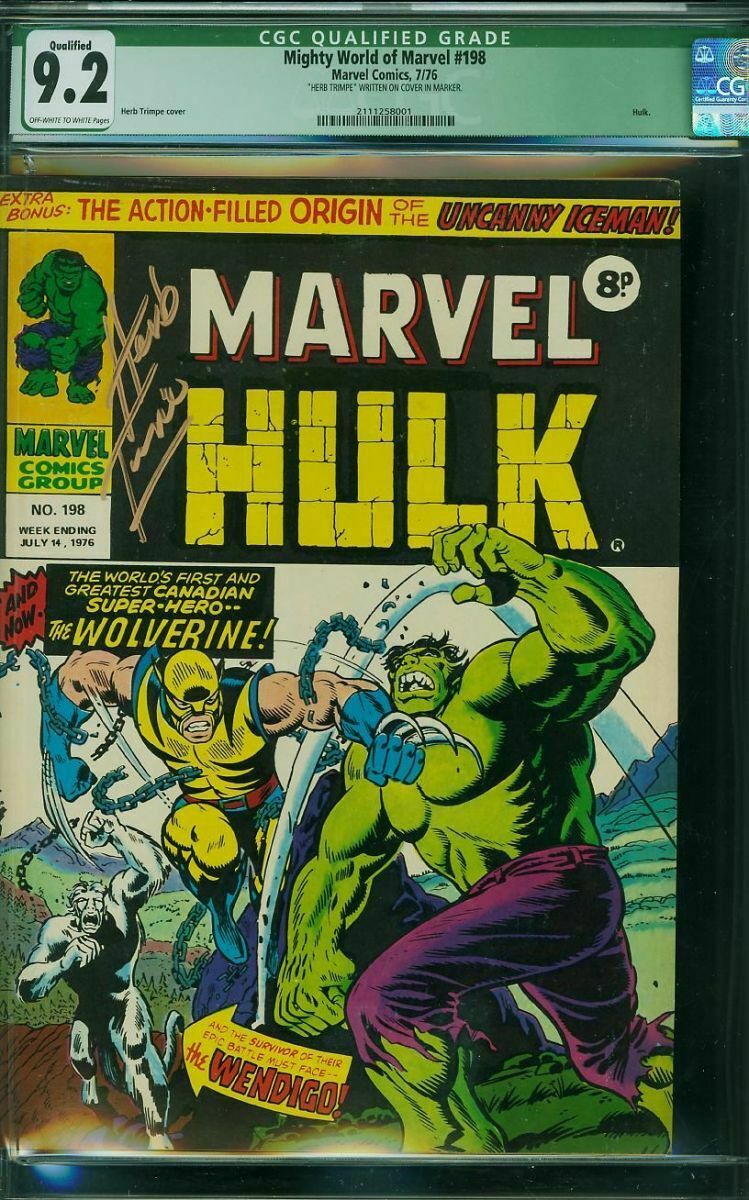 Mighty World of Marvel 198 HG CGC 92 1976 UK version of 1st WOLVERINE HULK 181
