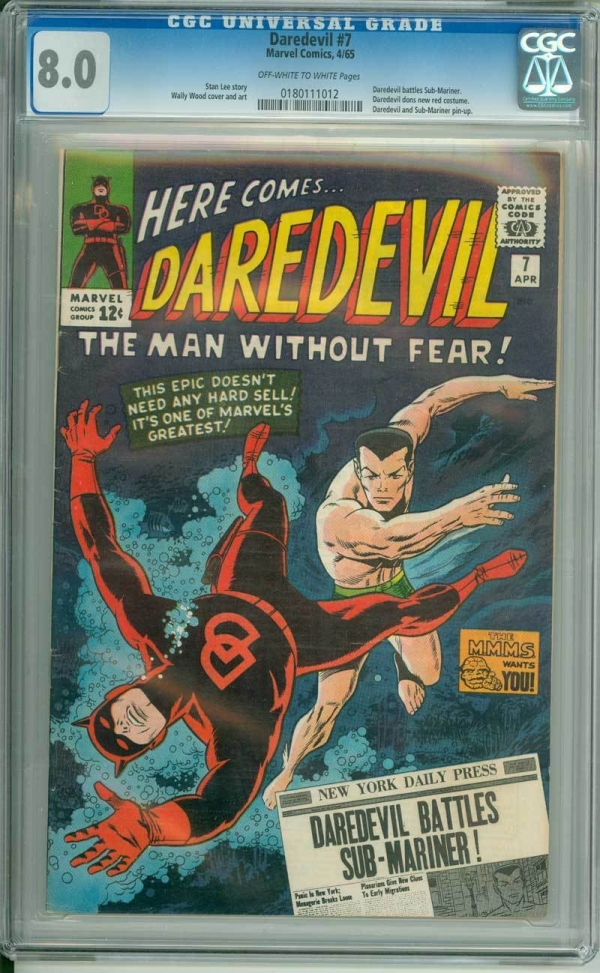 Daredevil  7  Daredevil Battles the Submariner   CGC 80 scarce book 