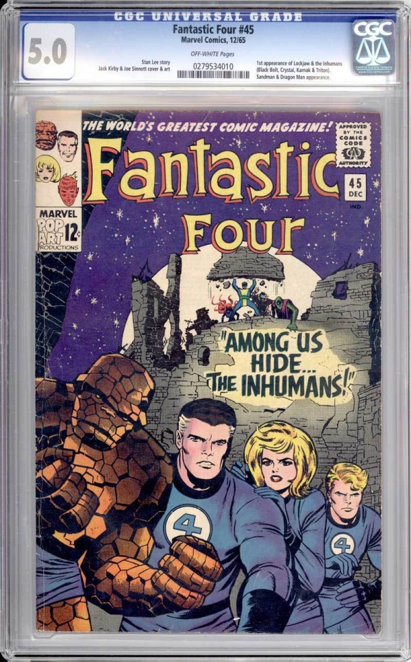 Fantastic Four  45  Among us Hidethe Inhumans   CGC 50 scarce book 