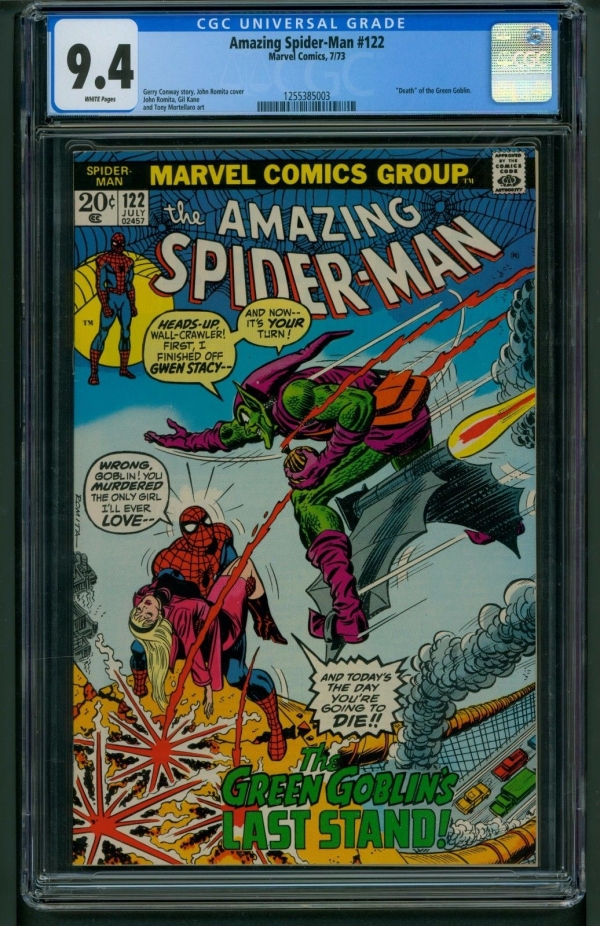 Amazing SpiderMan 122 1973 CGC Graded 94  Death of Green Goblin  Romita