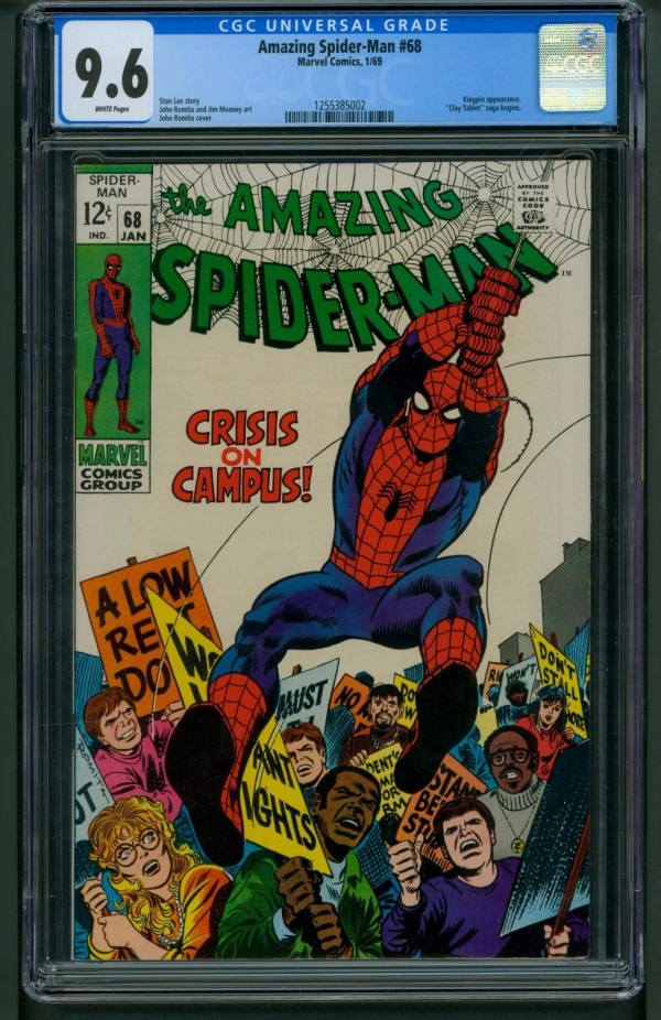 Amazing SpiderMan 68 1969 CGC Graded 96  Kingpin  Stan Lee  John Romita