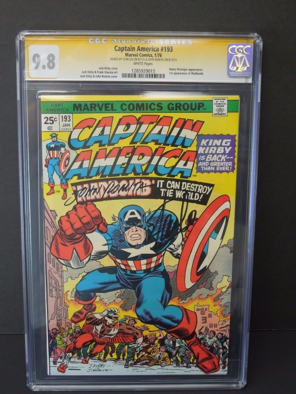 CAPTAIN AMERICA 193 1976 CGC 98 SIGNATURE SERIES SS X2 STAN LEE JOHN ROMITA SR