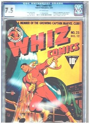 WHIZ 25 CGC 75 VF ORIGINS SHAZAM CAPT MARVEL JR PLUS CAPT NAZI HITLER GA KEY