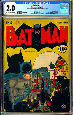 Batman 5 Original Owner Unrestored Golden Age DC Comic 1941 CGC 20