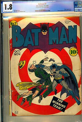 Batman 7 Original Owner Unrestored Joker Golden Age DC Comic 1941 CGC 18