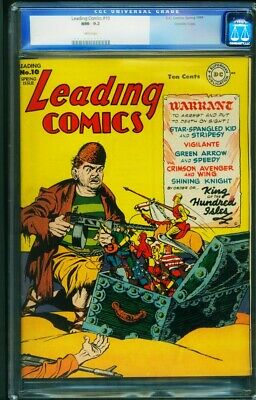 Leading Comics 10 CGC 92 1943 CROWLEY PEDIGREE  DC 0010529007