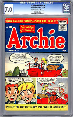 ARCHIE COMICS 78  CGC 70  ORIG 1ST PRINT  1956