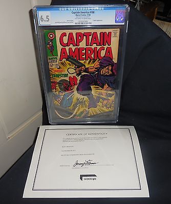 Marvel Comics Marvel Captain America 108 CGC 65 1968 Signed By Stan Lee WCOA
