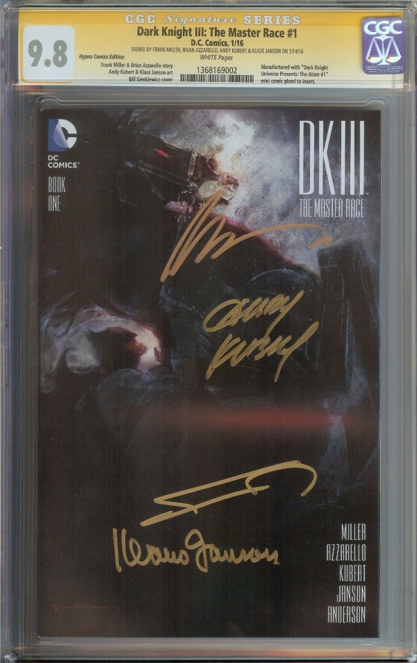 DARK KNIGHT III THE MASTER RACE DK3 1 CGC 98 SS FRANK MILLER  HYPNO