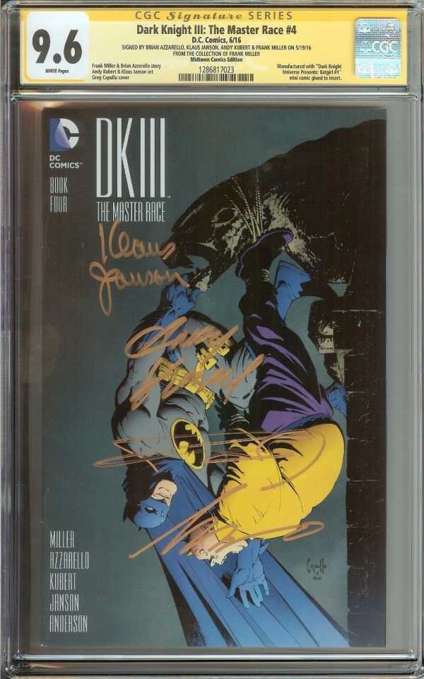 DARK KNIGHT III THE MASTER RACE DK3 4 CGC 96 SS MILLER  MIDTOWN COMICS