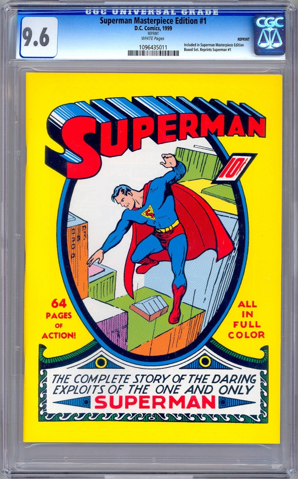 SUPERMAN 1 CGC 96 MASTERPIECE ED REPRINTJERRY SIEGEL  JOE SHUSTER 19391999