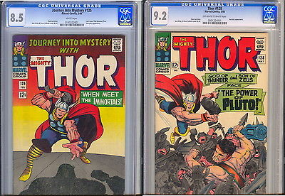 Journey into Mystery 125 CGC 85 White   Thor 128 CGC 92 OWW 1966 2 BOOKS