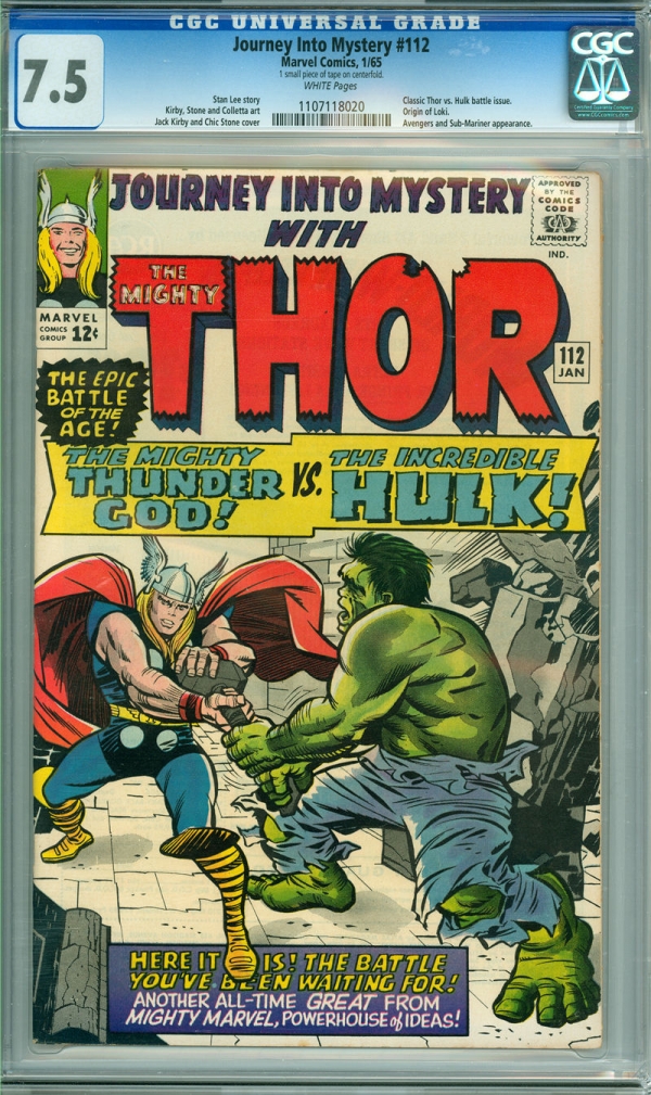 Journey into Mystery 112 CGC 75 VF WP Incredible Hulk vs Thor Classic Cover