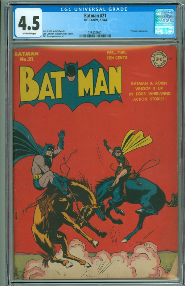 Batman 21 CGC 45 VG DC 1944 OW Penguin Appearance Original Owner