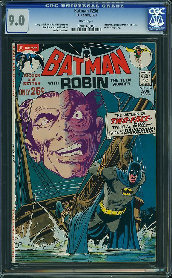 BATMAN 234 TwoFace 1st Silver Age app WHITE PAGES 1971 CGC 90 NM Neal Adams