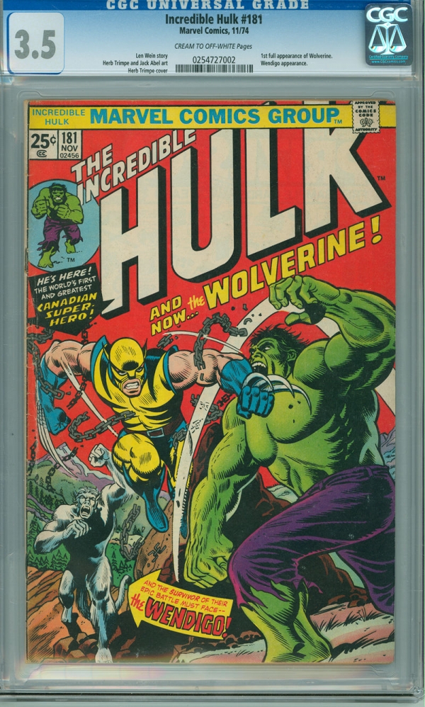 Incredible Hulk 181 CGC 35 VG Marvel 1974 1st Appearance of Wolverine 