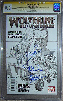 Wolverine 66 CGC SS 98 NMMT Old Man Logan pt 1 rare 3rd print variant 4x sign