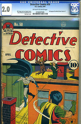 DETECTIVE COMICS  50 CGC 20 UNIVERSAL  1941 