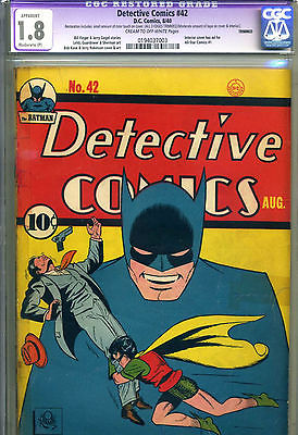 DETECTIVE COMICS  42 CGC 18 MP REST  1940 