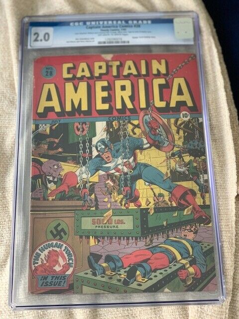 CAPTAIN AMERICA COMICS 28 CGC 20 classic WWII Schomburg cover Bondage