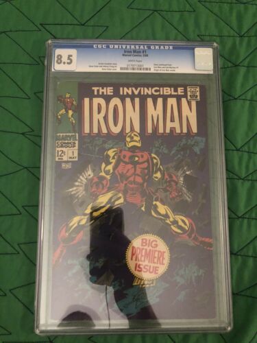 Iron Man 1 May 1968 Marvel CGC 85 White Pages 