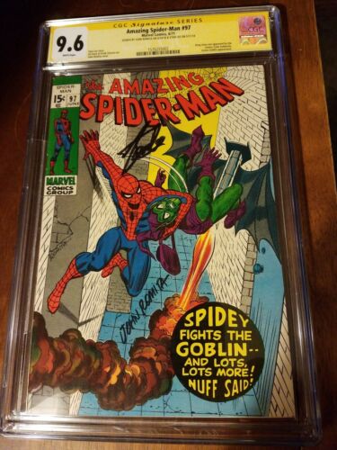 Amazing Spiderman 97 cgc ss 96 white pg Stan Lee  Romita Green Goblin 1971 