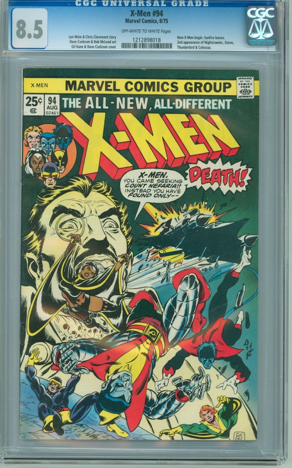 Xmen 94 Marvel 1975 CGC 85 VF OWW 1st appearance of new Xmen in Title