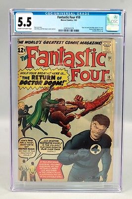 1963 Marvel Comics Fantastic Four 10 CGC Graded 55 incl Stan Lee  Jack Kirby