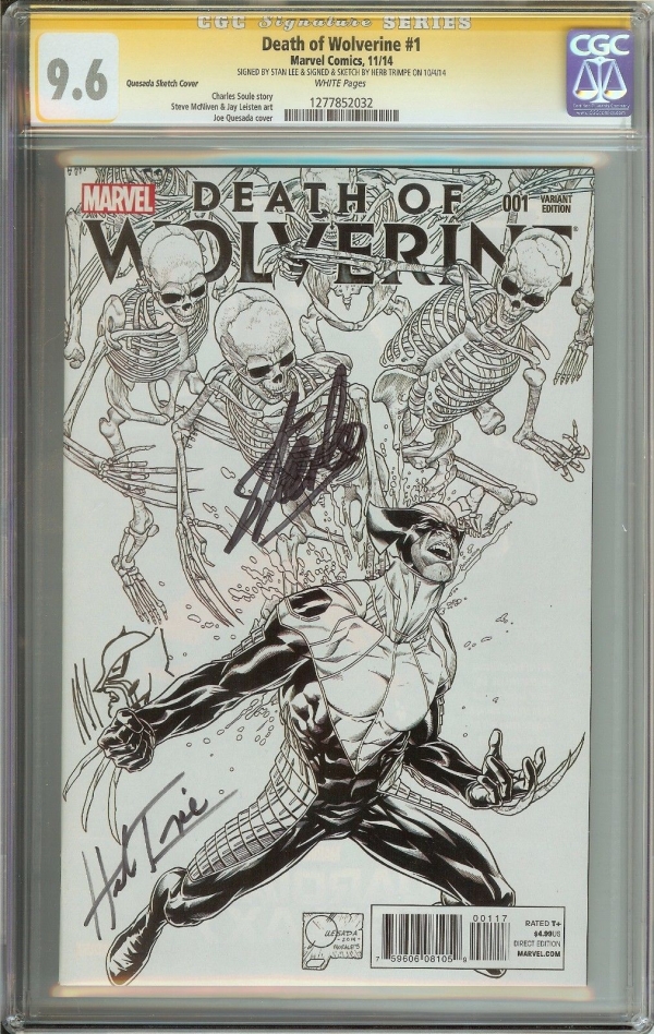 DEATH OF WOLVERINE 1 CGC 96  SIGNED STAN LEESIGNED  SKETCH BY HERB TRIMPE
