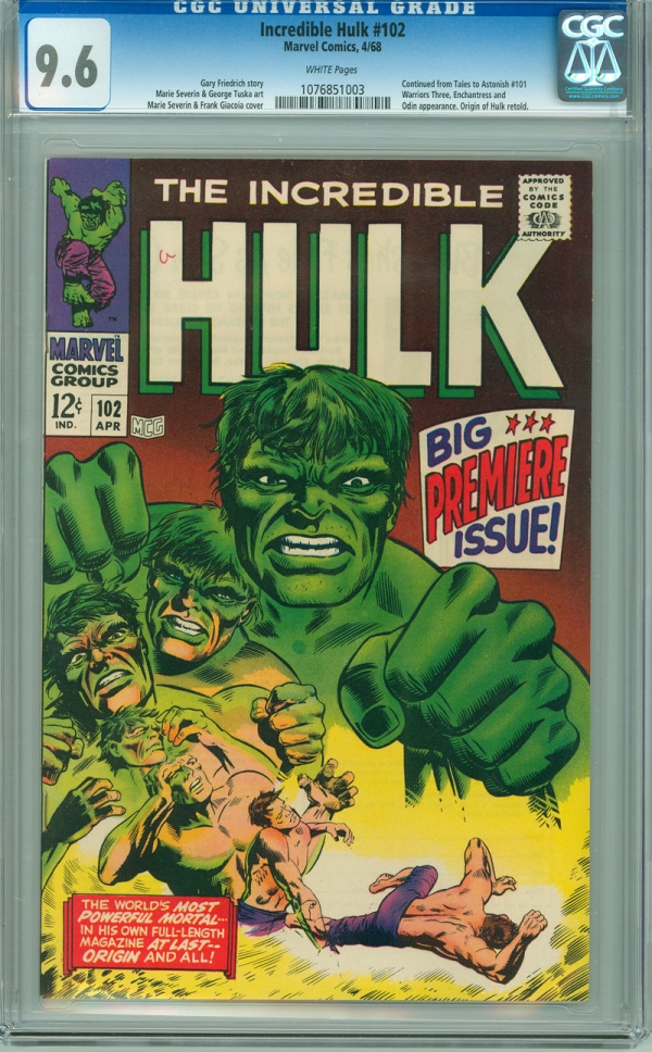 Incredible Hulk 102 CGC 96 NM White Pages Marvel 1968 Origin Retold