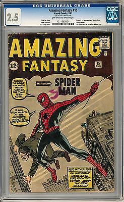 Amazing Fantasy 15 CGC 25 OWW Origin  1st Appearance of SpiderMan