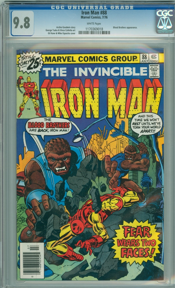 Iron Man 88 CGC 98 NMM White pages 1 of 4 highest graded Blood Brothers app