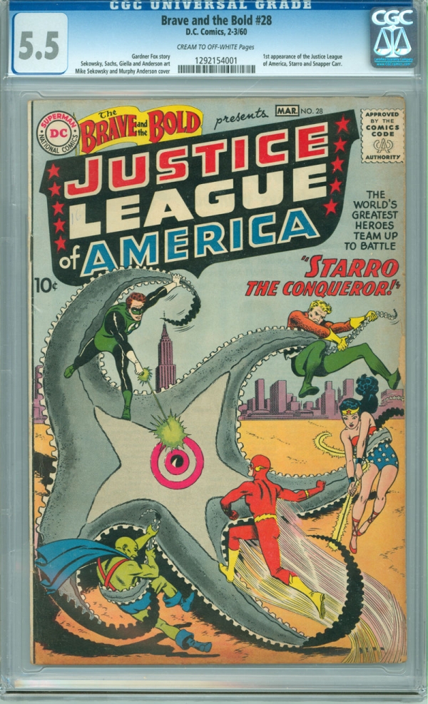 Brave and the Bold 28 CGC 55 FN 1st app Justice League of America DC 1960