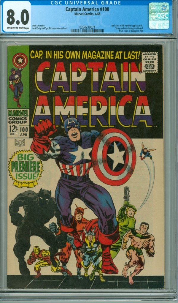 Captain America 100 CGC 80 VF OWW Marvel 1968 1st issue Jack Kirby cover